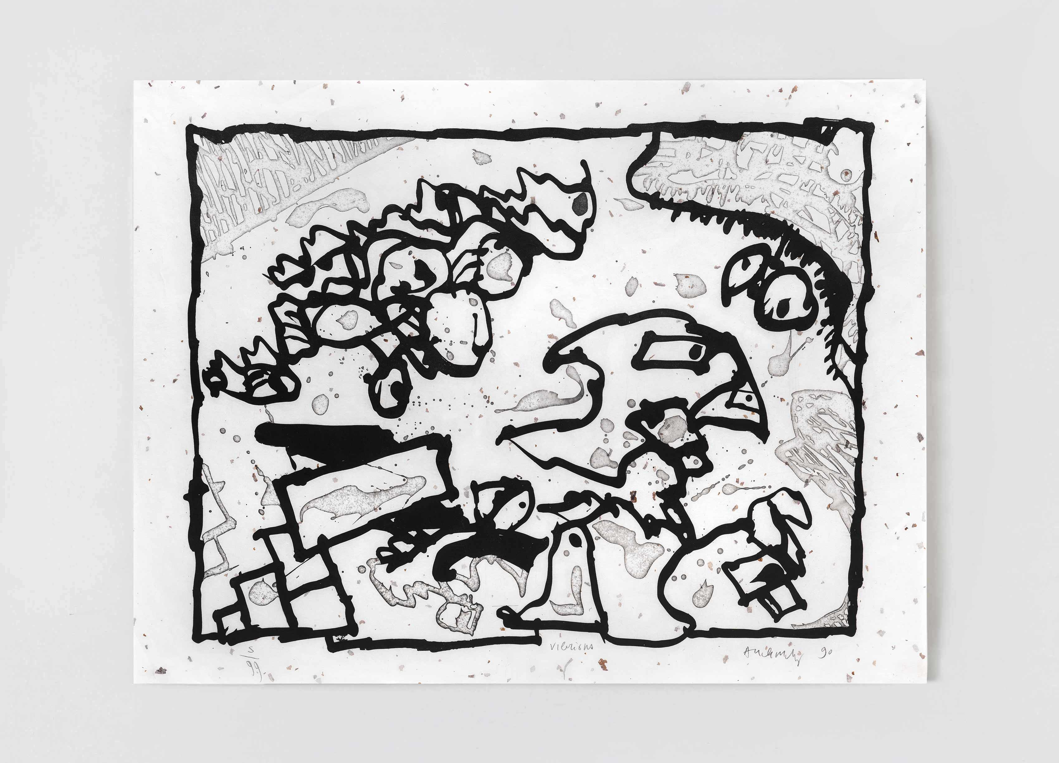 estampe Vibrions (N&B) Pierre Alechinsky