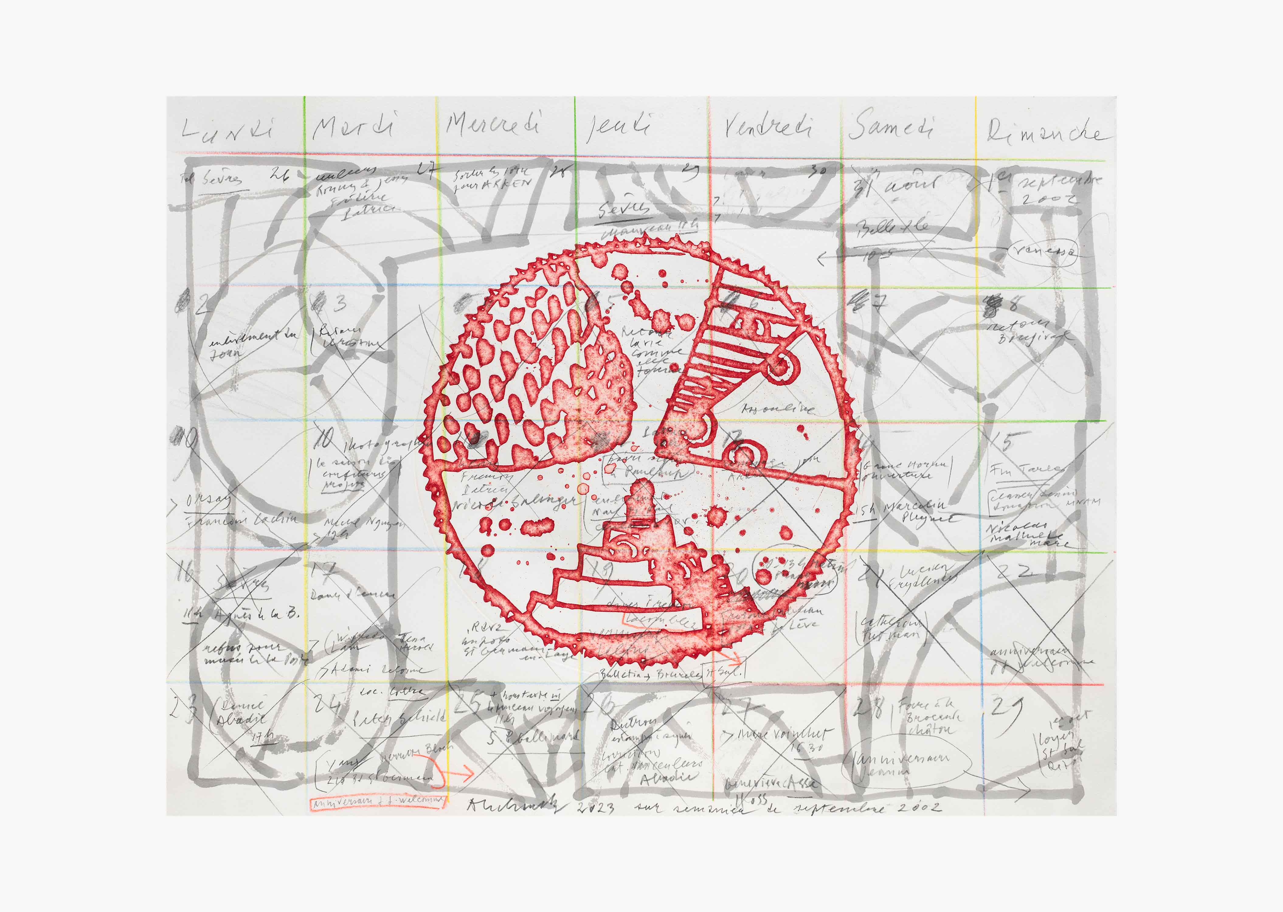 oeuvre Semainier 8 Pierre Alechinsky