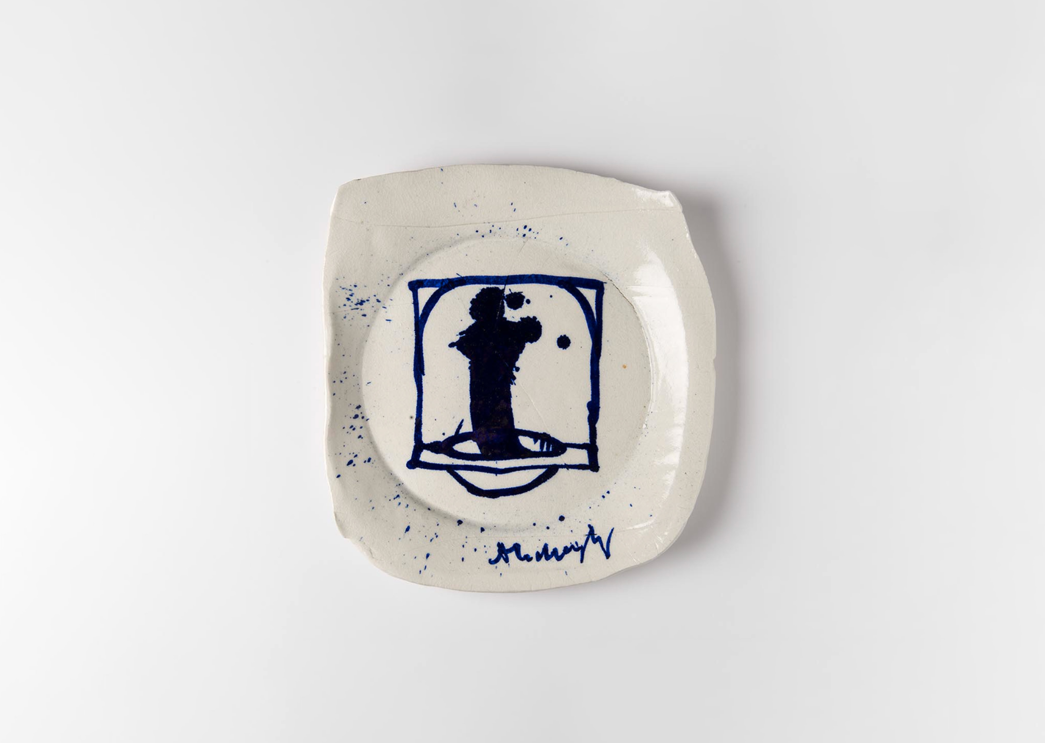 oeuvre Assiette, Bleu sur Blanc Pierre Alechinsky